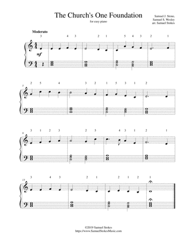 The Church's One Foundation - for easy piano (arr. Samuel Stokes)