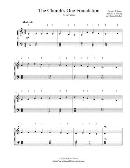 The Church's One Foundation - for easy piano (arr. Samuel Stokes)