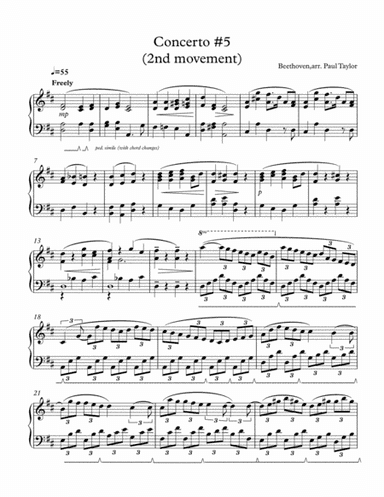 Beethoven Piano Concerto #5 (themes from the second movement) (arr. Paul Taylor)