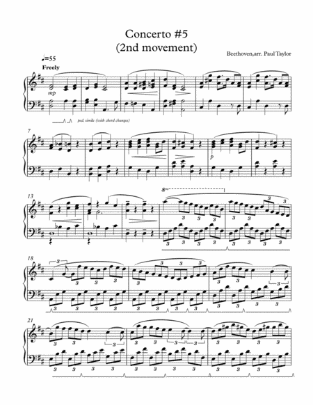 Beethoven Piano Concerto #5 (themes from the second movement) (arr. Paul Taylor)