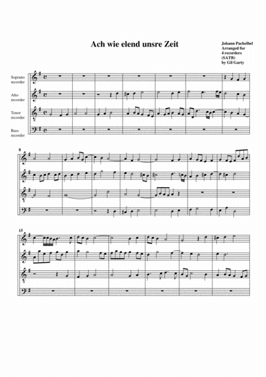 Ach wie elend ist unsre Zeit (arrangement for 4 recorders) (arr. Gil Garty)