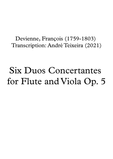 Six Duos Concertantes for Flute and Viola - Viola part (arr. André Teixeira)