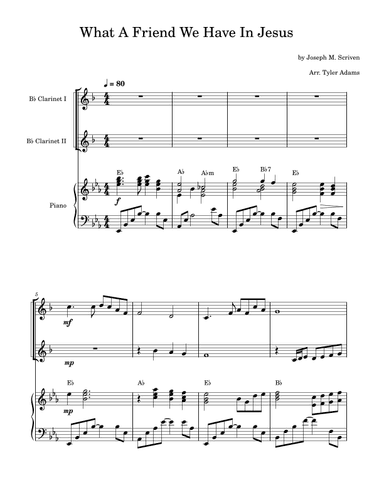 What A Friend We Have In Jesus (Duet for Bb Clarinet) (arr. Tyler Adams)