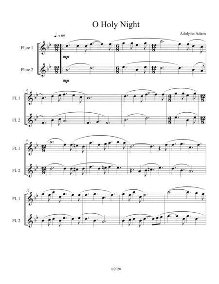 O Holy Night flute duet (arr. B C Dockery)