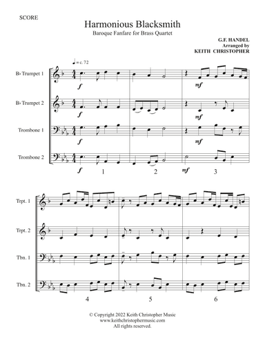 Harmonious Blacksmith (A Baroque Fanfare for Brass Quartet) (arr. Keith Christopher)