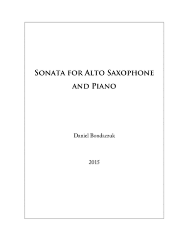 Sonata for Alto Saxophone and Piano