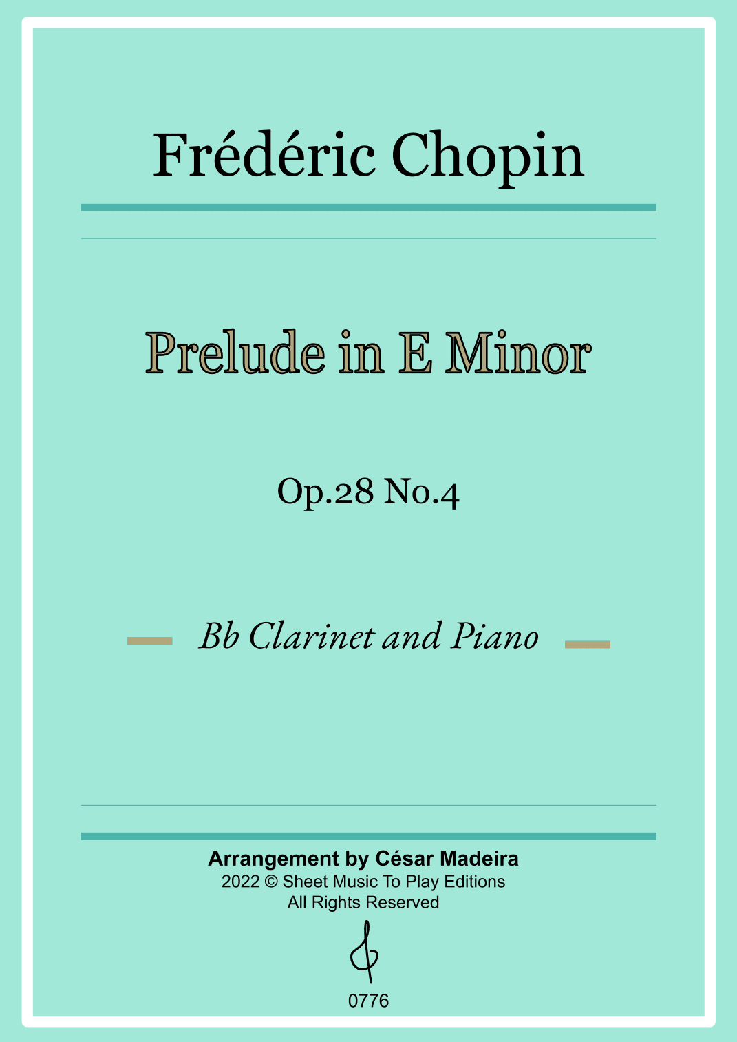 Prelude in E minor by Chopin - Bb Clarinet and Piano (Full Score) (arr. César Madeira)