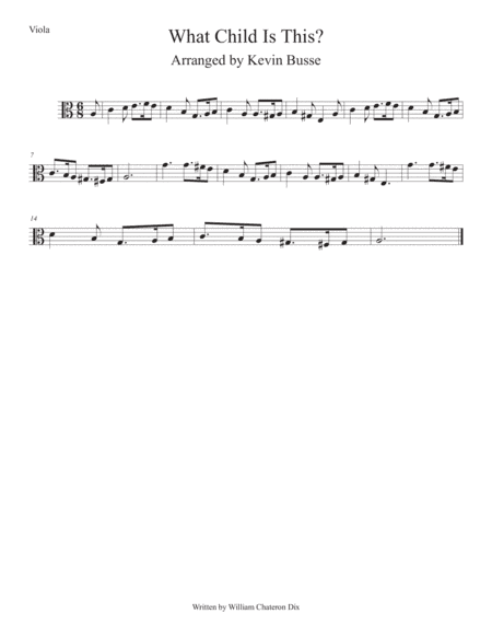 What Child Is This? (Easy key of C) Viola (arr. Kevin Busse)