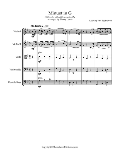 Minuet in G by Beethoven, #2, no opus (arr. Sherry Lewis)