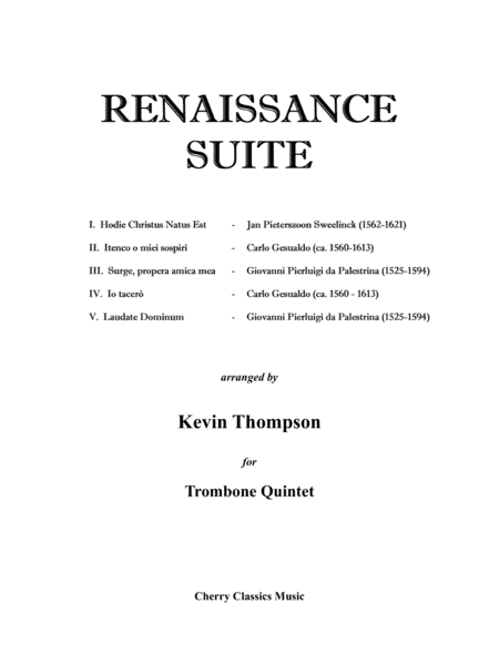 Renaissance Suite for Trombone Ensemble Quintet (arr. Kevin Thompson)