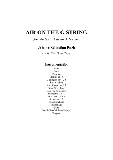 Air On The G String (arr. Shu-Huan Tseng)