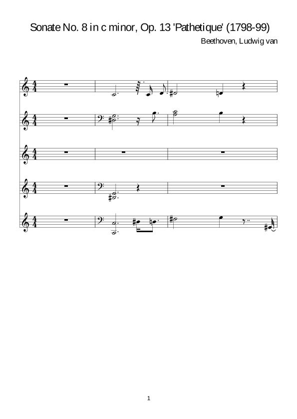 Beethoven:Sonate No. 8 in c minor, Op. 13 'Pathetique' for piano solo (arr. WALID-B)
