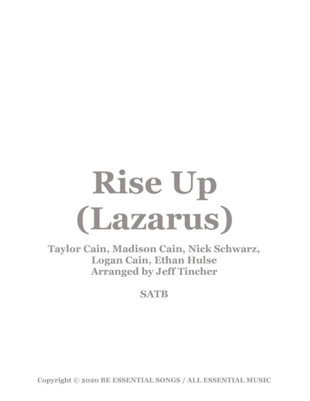Rise Up (lazarus) (arr. Jeff Tincher)