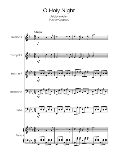 O Holy Night - Brass Quintet w/ Piano (arr. Ygor Nunes)