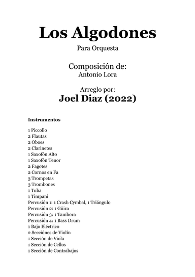 Los Algodones (arr. Joel Diaz)