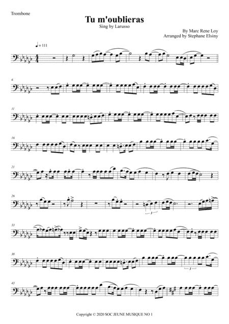 Tu M'oublieras (arr. Stephane ELSINY)