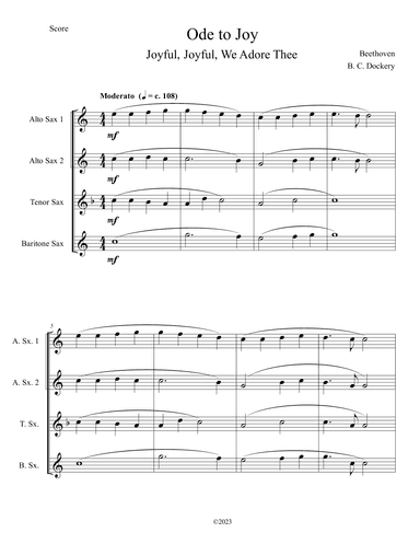 Ode to Joy (Sax Quartet) (arr. B. C. Dockery)