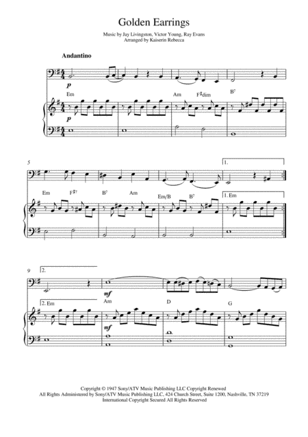Golden Earrings (arr. Kaiserin Rebecca)