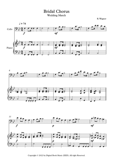 Bridal Chorus (Wedding March) - Richard Wagner (Cello + Piano) (arr. Digital Book Music)