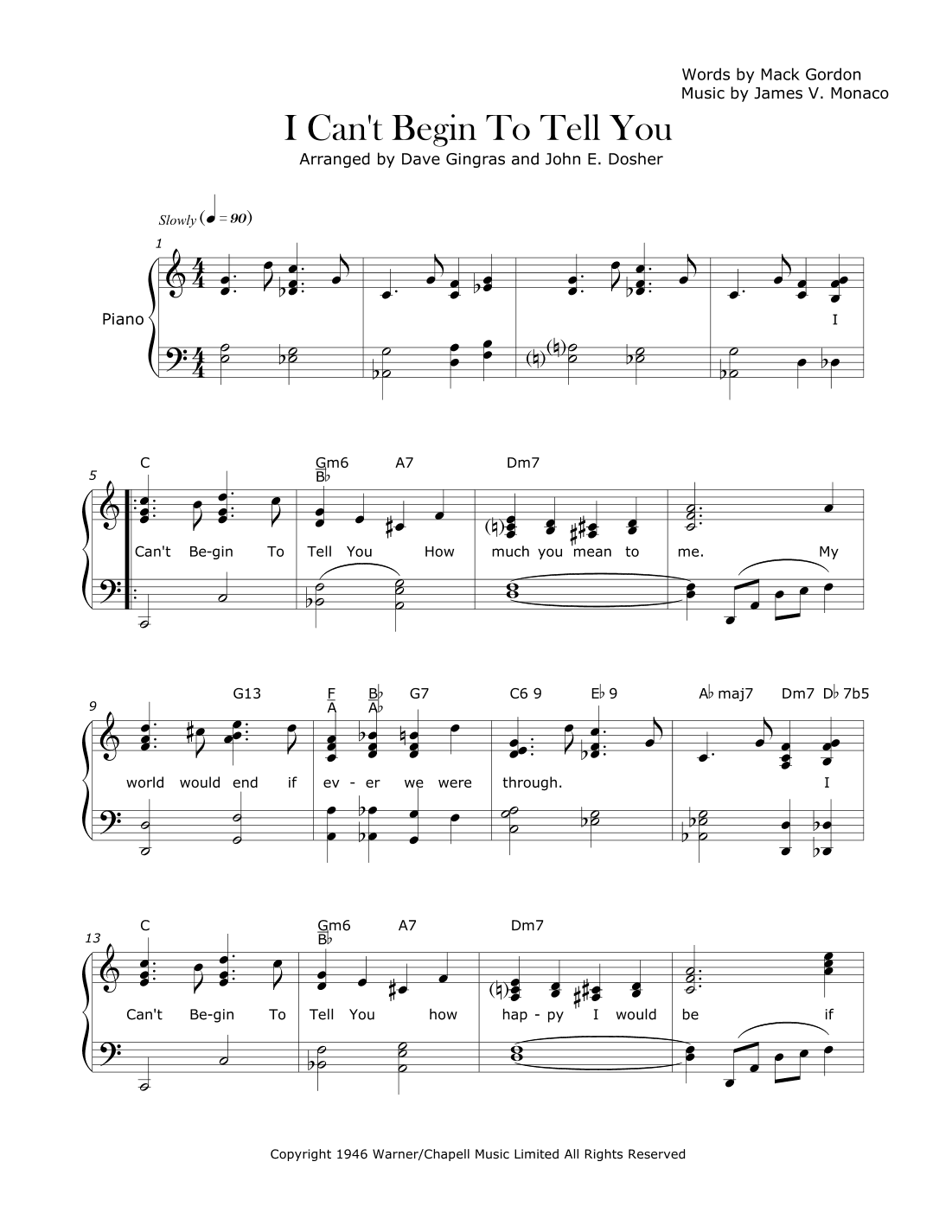 I Can't Begin To Tell You (arr. Dave Gingras and John E. Dosher)