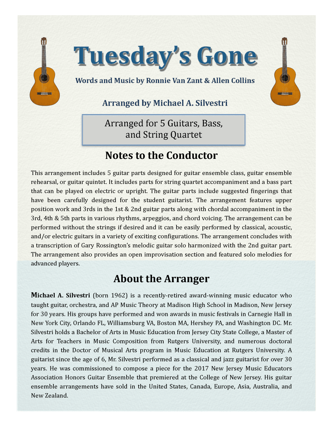 Tuesday's Gone (arr. Michael A. Silvestri)