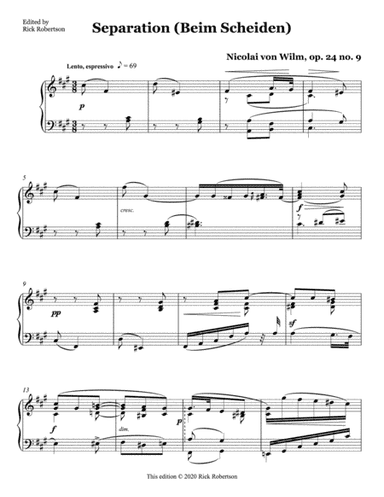 Beim Scheiden (Separation), op. 24 no. 3 by Nicolai von Wilm (arr. Edited by Rick Robertson)