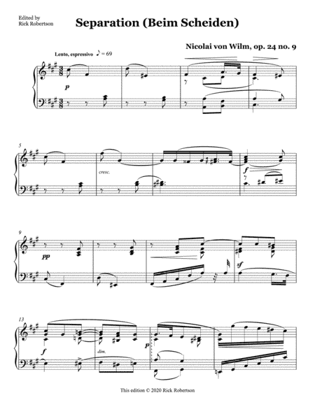 Beim Scheiden (Separation), op. 24 no. 3 by Nicolai von Wilm (arr. Edited by Rick Robertson)