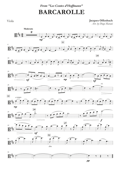 Offenbach's Barcarolle for Viola and Piano (arr. Diego Marani)