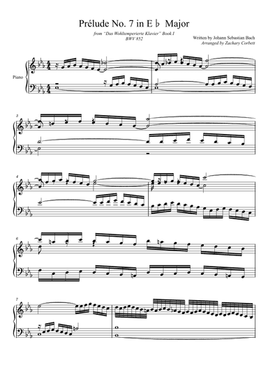 Prelude No. 7 BWV 852 in Eb Major (arr. Zachary Corbett)