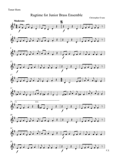 Ragtime For Junior Brass Ensemble - Tenor Horn Part (Eb)