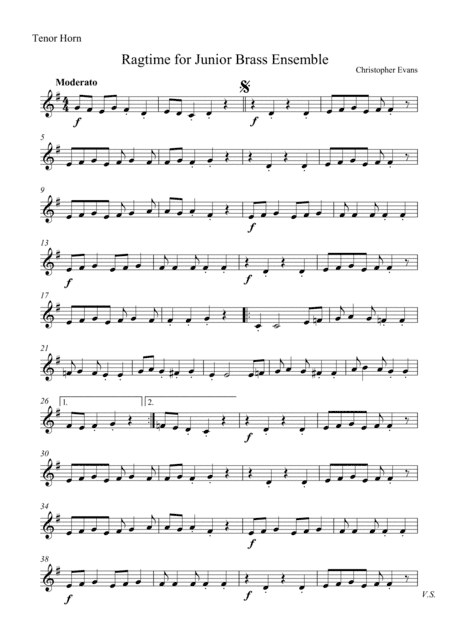 Ragtime For Junior Brass Ensemble - Tenor Horn Part (Eb)