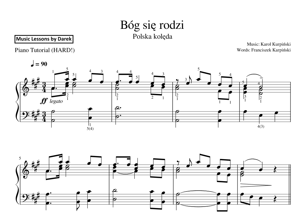 Bóg sie rodzi / God Is Born (Polish Christmas Carol) [HARD PIANO] (arr. Darek)