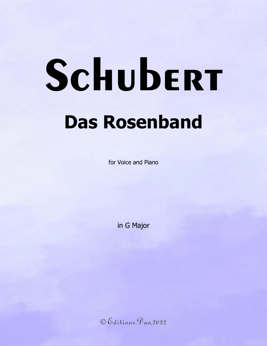 Das Rosenband, by Schubert, in G Major (arr. Editions Dao)