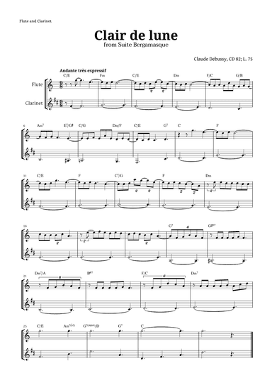 Clair de Lune by Debussy for Flute and Clarinet (arr. Langanho)