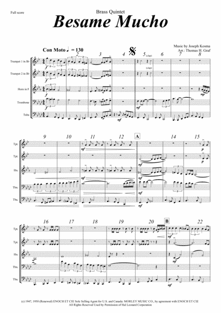 Besame Mucho (Kiss Me Much) (arr. Thomas H. Graf)