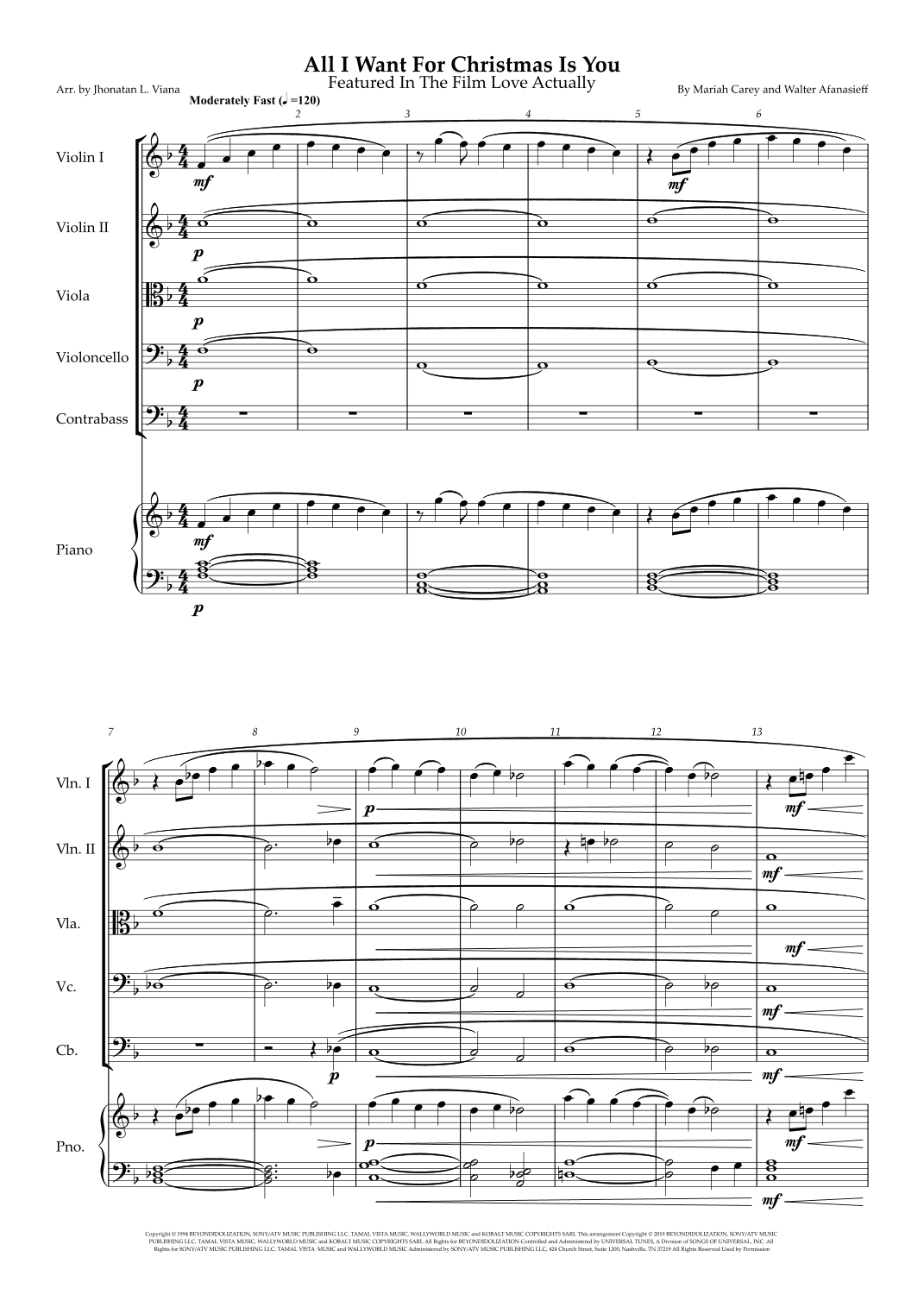 All I Want For Christmas Is You (arr. Jhonatan Lucio Viana)
