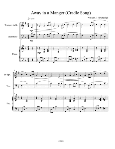 Away in a Manger (Cradle Song) for trumpet and trombone duet with piano accompaniment (arr. B C Dockery)
