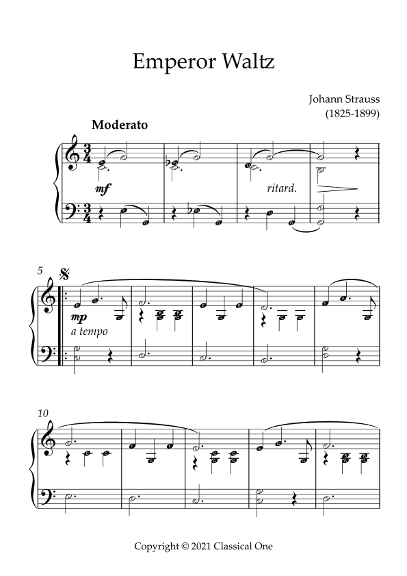 Strauss - Emperor Waltz(With Note name) (arr. MPS)