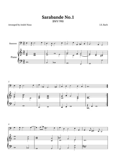 Sarabande No.1 BWV 990 (arr. André Nusa)