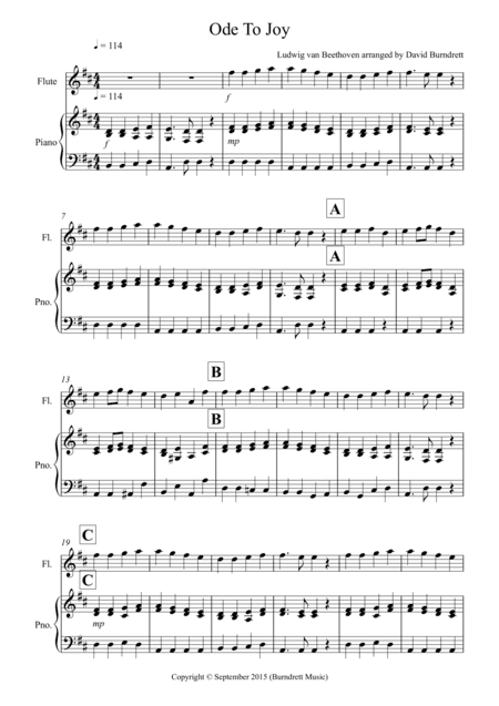 Ode to Joy for Flute and Piano (arr. David Burndrett)