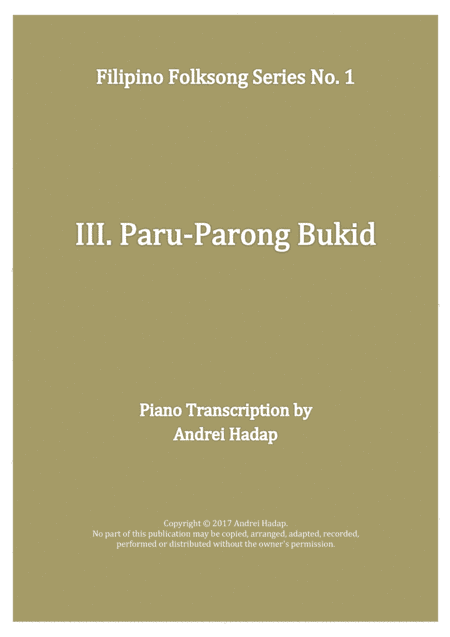 Paru-Parong Bukid - arranged for Piano Solo (arr. Andrei Hadap)