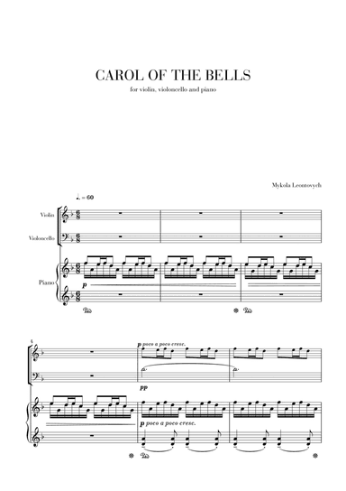 Carol of The Bells (for Violin, Cello and Piano) (arr. Cadenza Editions)