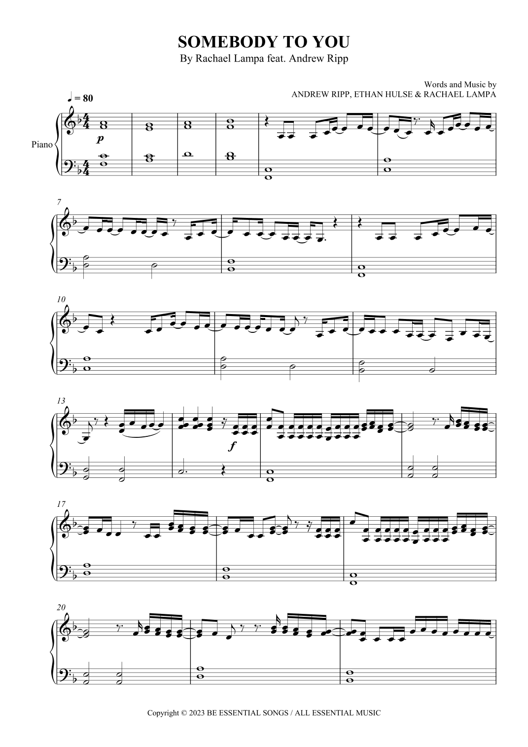 Somebody To You (arr. SCMusic)