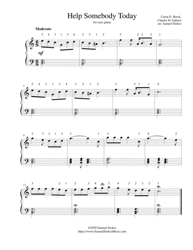 Help Somebody Today - for easy piano (arr. Samuel Stokes)