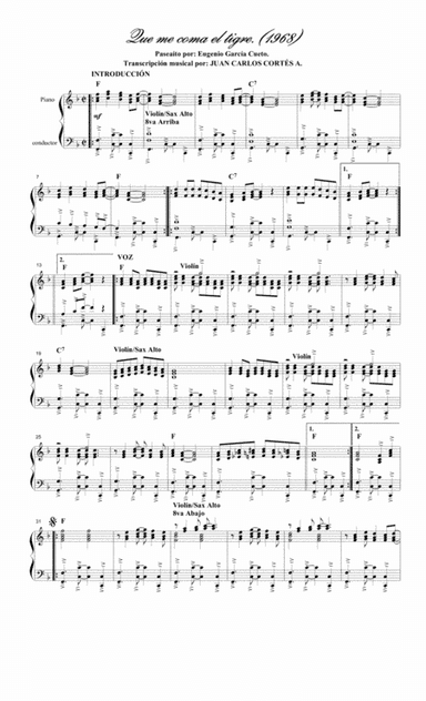 Que me coma el tigre. Paseaíto (1968) por: Eugenio Garcia Cueto (arr. Juan Carlos Cortés A.)