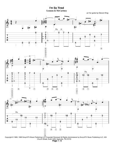 I'm So Tired (arr. Steven King)