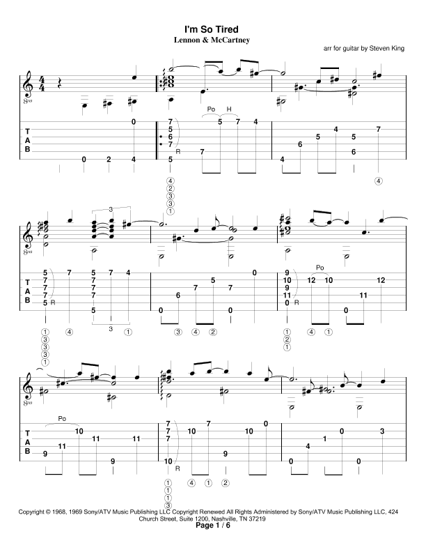 I'm So Tired (arr. Steven King)