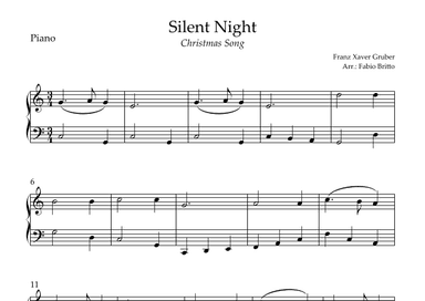 Silent Night (Christmas Song) for Easy Piano Solo (arr. Fabio Britto)