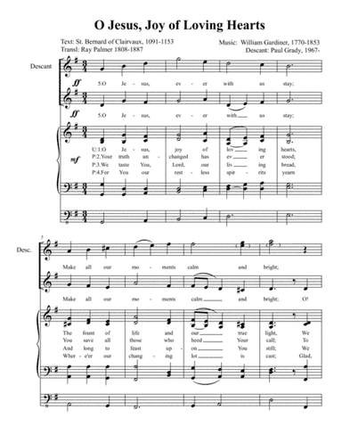 O Jesus, Joy of Loving Hearts (SATB + Descant, Organ) (arr. Paul Grady, 1967-)