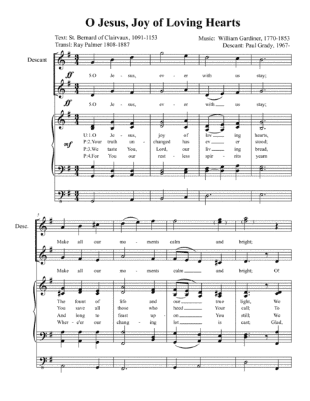 O Jesus, Joy of Loving Hearts (SATB + Descant, Organ) (arr. Paul Grady, 1967-)